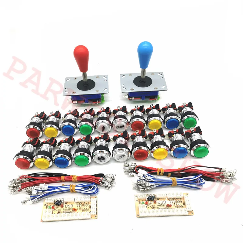 

DIY Zero Delay USB Encoder Arcade kits for 5V LED chrome buttons + Zippy Joystick with Oval Ball+LED Cabels+1P/2P/COIN Buttons