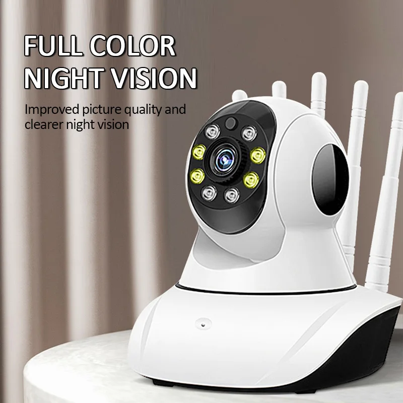 Colorido Night Vision Wifi Camera Indoor 3MP Pan Tilt Câmera IP Sem Fio Home Security Baby Camera 5 Antenas Sinal Forte