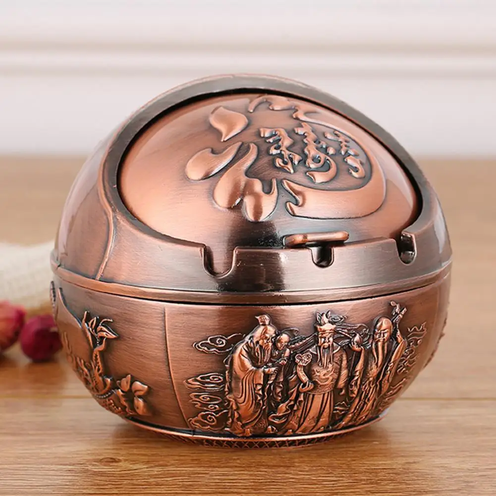 Cow Pattern Ash Tray with Lid Alloy Fancy Gift Smoking Ashtray for Home