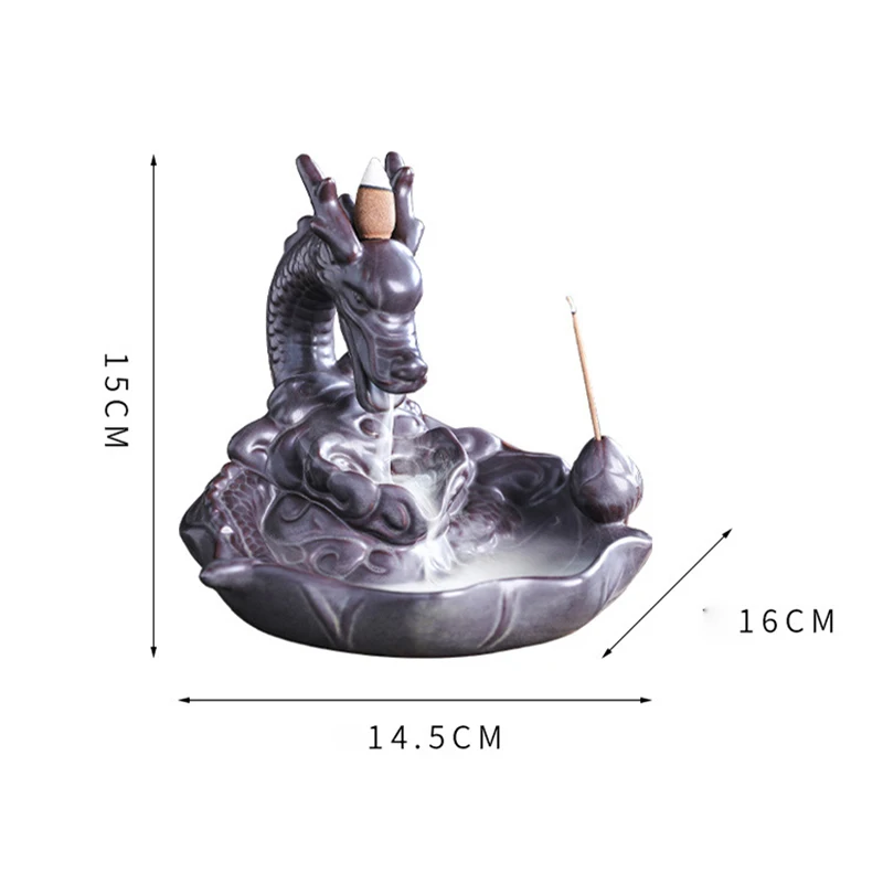 Ceramic Incense Burner Smoke Backflow Incense Burner Creative Home Decor Dragon Incense Holder Censer Handicrafts Ornament