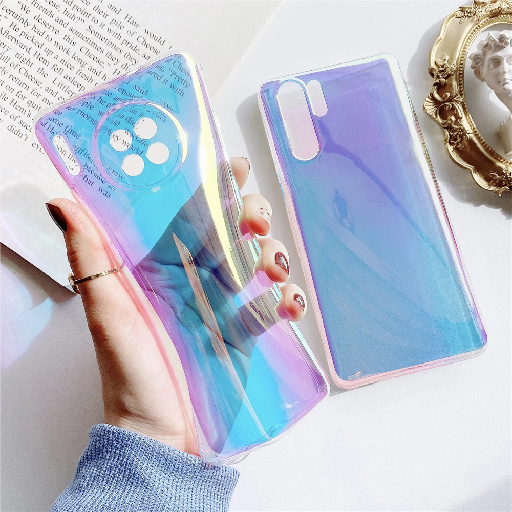 Clear Blue Ray Laser Case For Xiaomi Mi 14 11T 13 12T Redmi 12C Shockproof Cover For Redmi Note 12 10 Pro 10s POCO F3 M3 X3 F5