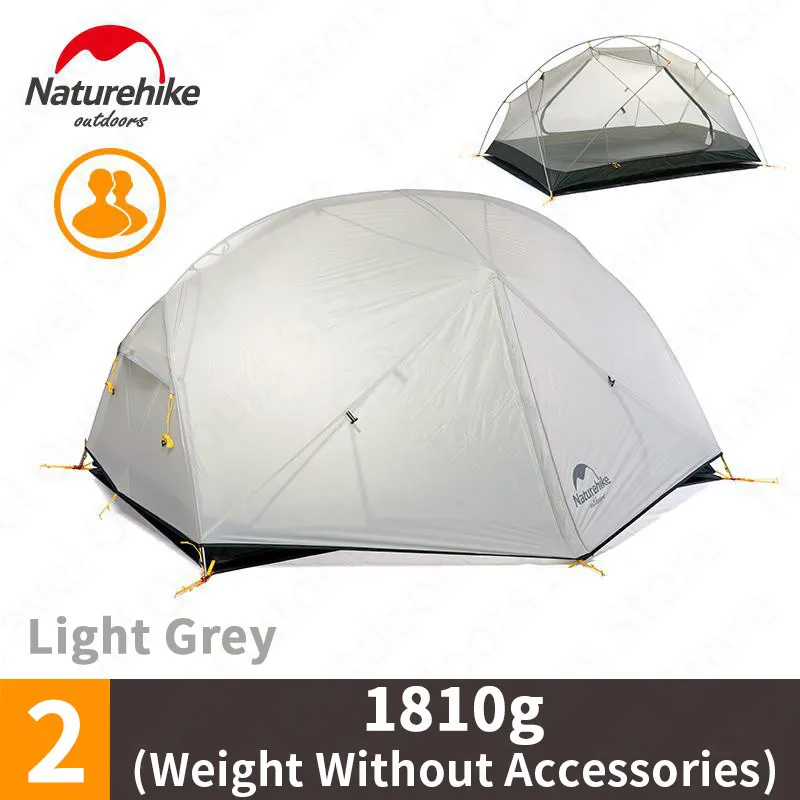 Naturehike Mongar 2 Camping Tent 2 Persons Ultralight Portable Aluminum Alloy Pole Double Layer 20D Nylon Outdoor Hiking Tents