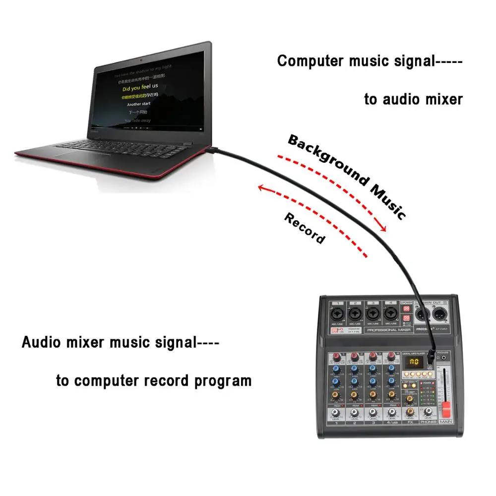 Freeboss AT-04M Tragbare DC 5V Netzteil Bluetooth Usb-schnittstelle 4 Kanal 16 Wirkung PC rekord Soundkarte Audio mixer Konsole