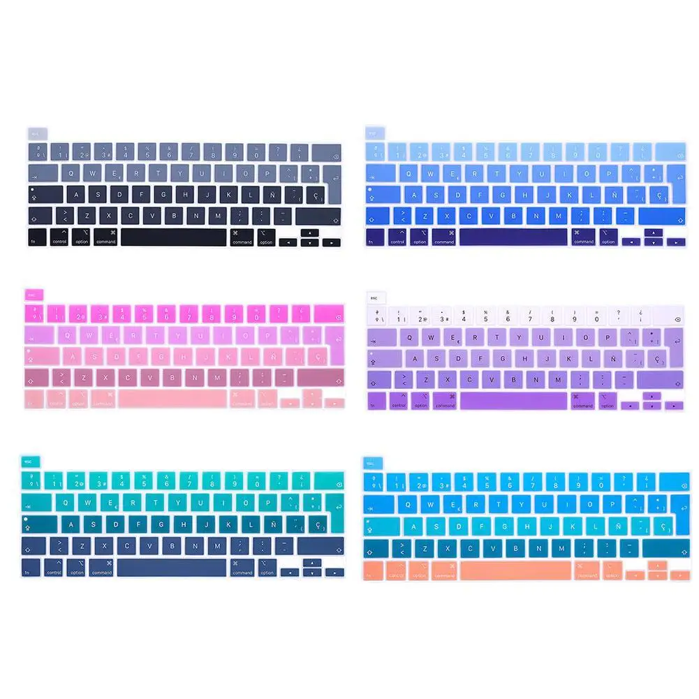 Rainbow Color Silicone Spanish Keyboard Skin Cover For MacBook New Pro 16 Inch 2019 A2141 Pro 13 A2289 A2251(Release)