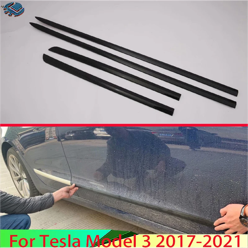 

For Tesla Model 3 2017-2022 Car Accessories ABS Chrome Side Door Body Molding Moulding Trim 2018 2019 2020