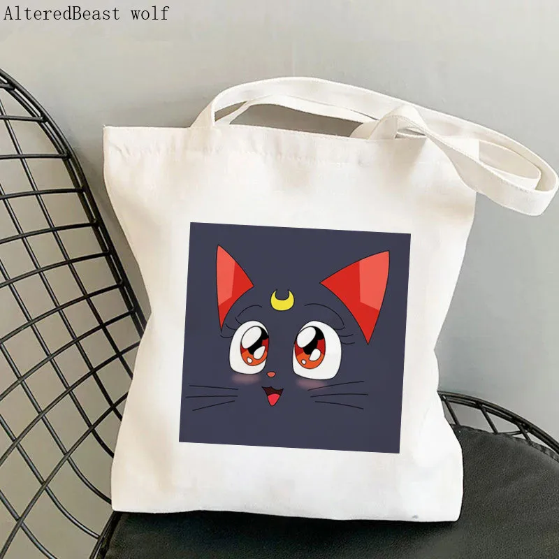 Women Shopper bag Chibi-moon Starter Kit Meow Bag Harajuku Shopping Canvas Shopper Bag girl handbag Tote Shoulder Lady Bag