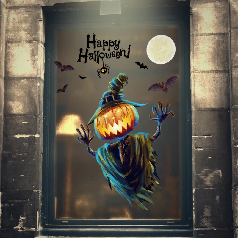 Halloween Wall Stickers Happy Halloween Background Wall Sticker Window Home Decoration Decal Decor Pegatinas De Pared