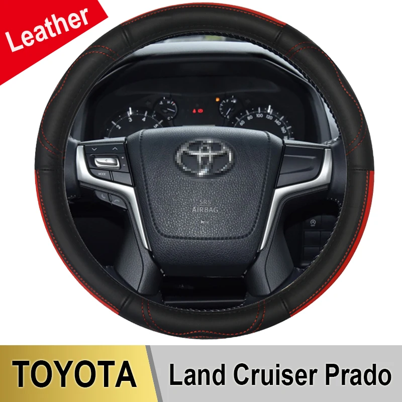 Genuine Leather Car Steering Wheel Cover for Toyota Land Cruiser Prado 90 100 120 150 200 300 Fj Cruiser Auto Accessories