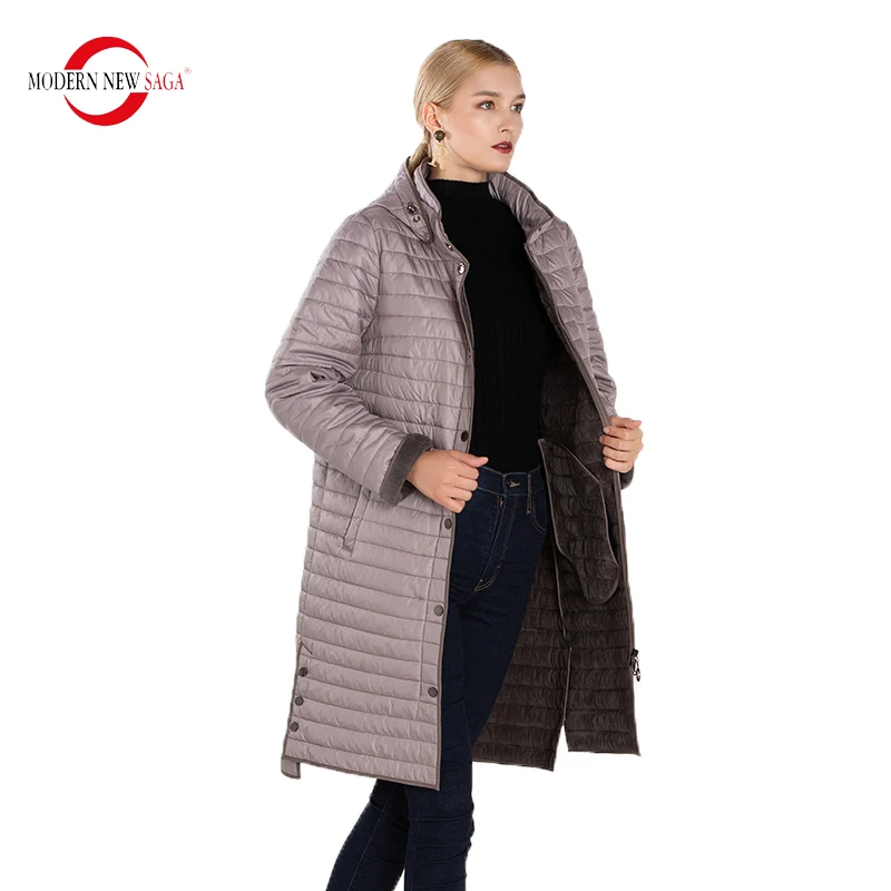 MODERN NEW SAGA 2022 Spring Women Coat Autumn Warm Long Jacket Parka Femme Long Coat Female Quilted Coat Overcoat Fleece Liner