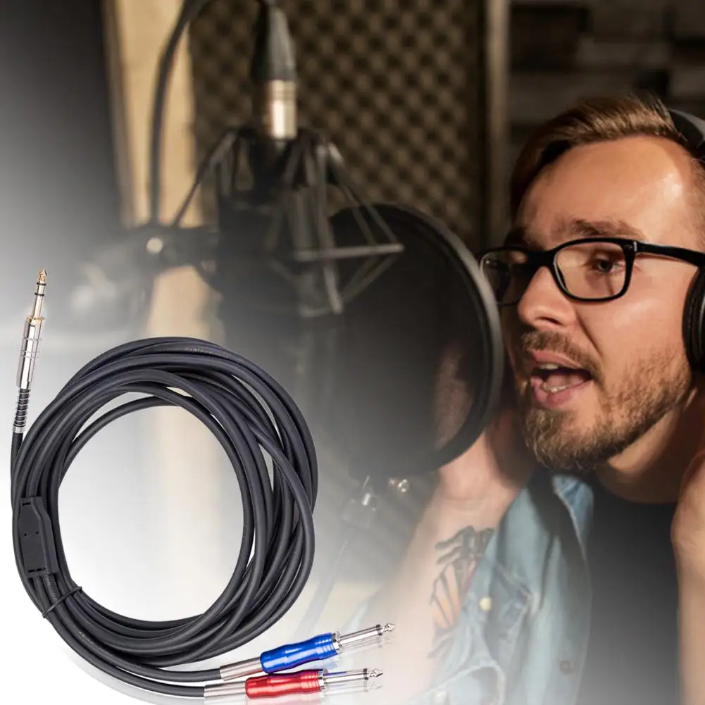 오디오 케이블 안정적인 전송 간섭 방지 양방향 6.35mm 남성-스피커 용 듀얼 단일 트랙 오디오 와이어