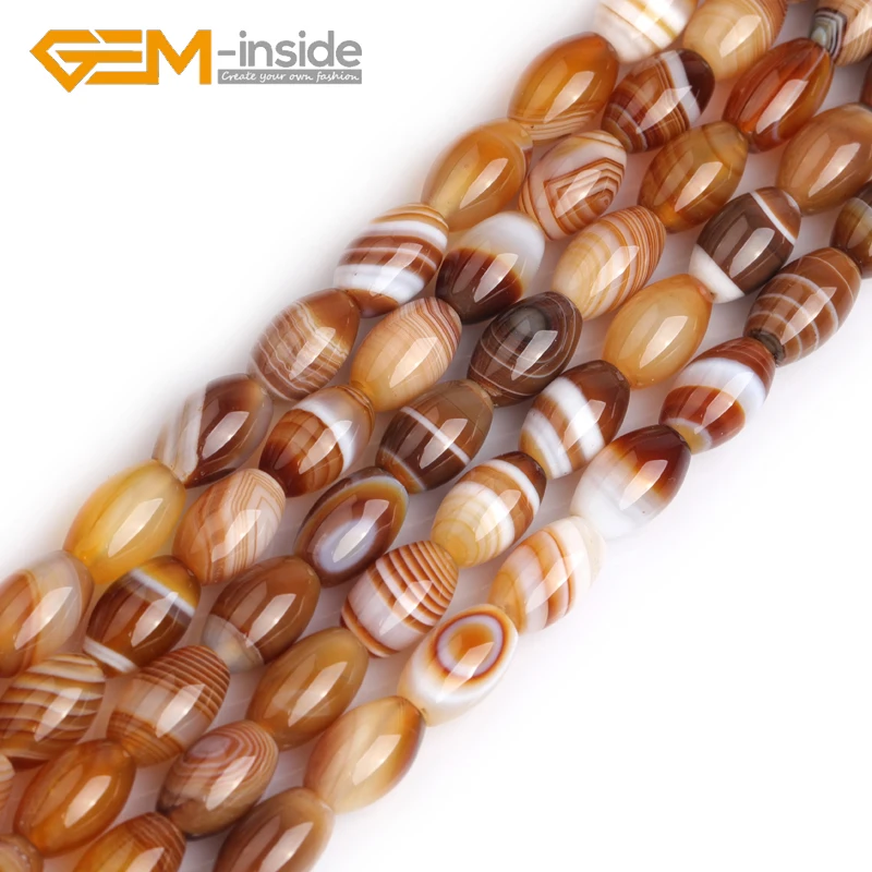 Natural Olivary Rice Shape Botswana Agates Beads Stone 8x30mm 8x12mm 8x16mm Loose Bead For Jewelry Making DIY 15\