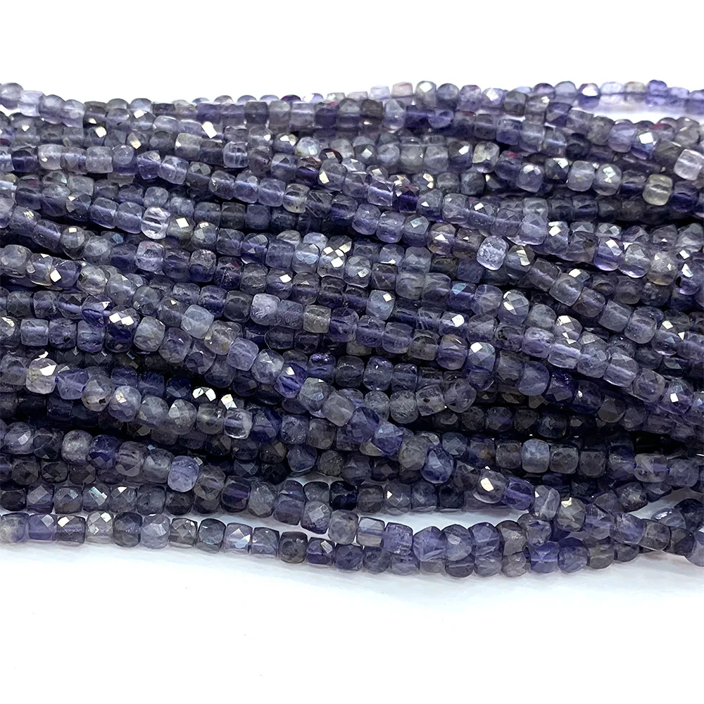 Veemake Blauw Ioliet Natuurlijke DIY Ketting Armbanden Oorbellen Ring Facet Onregelmatige Kubus Dames Kleine Kralen Voor Sieraden Maken