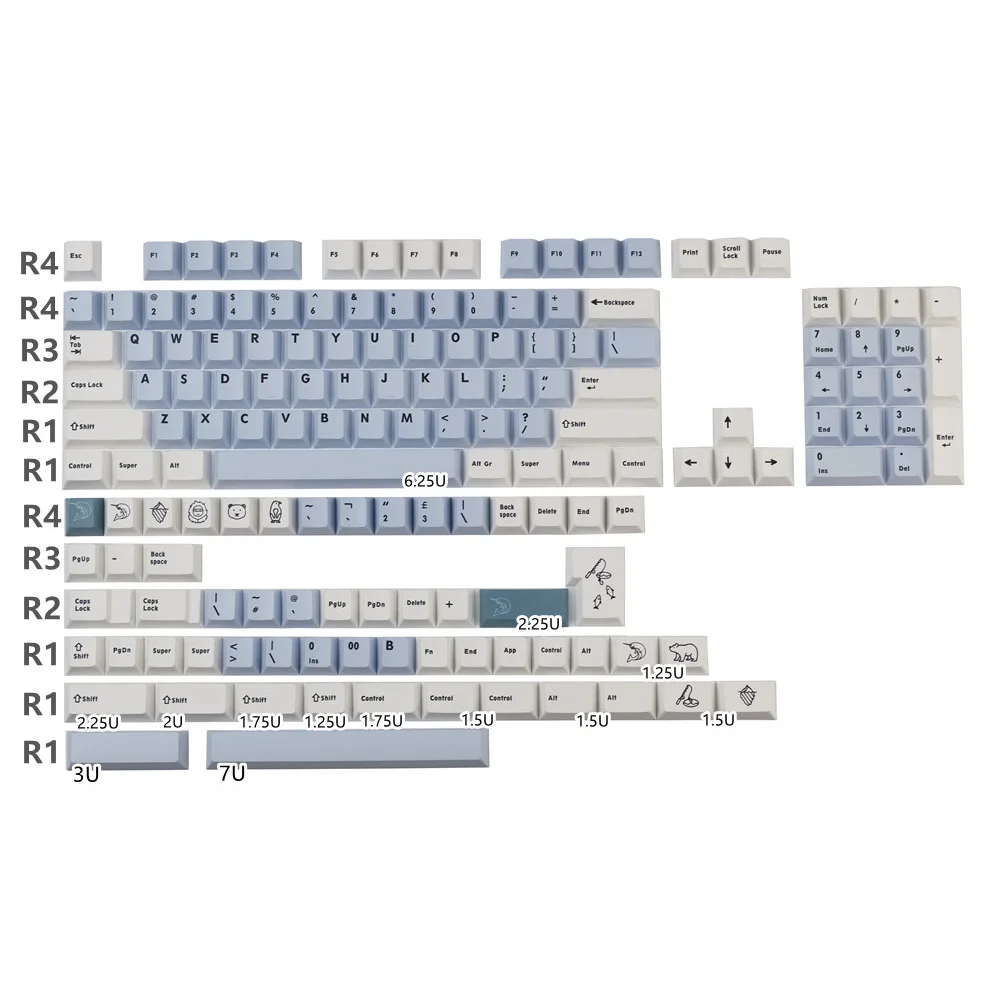 156 Keys GMK iceberg Keycaps PBT Dye Sublimation Mechanical Keyboard Keycap Cherry Profile For MX Switch With 1.25U 1.75U 2U