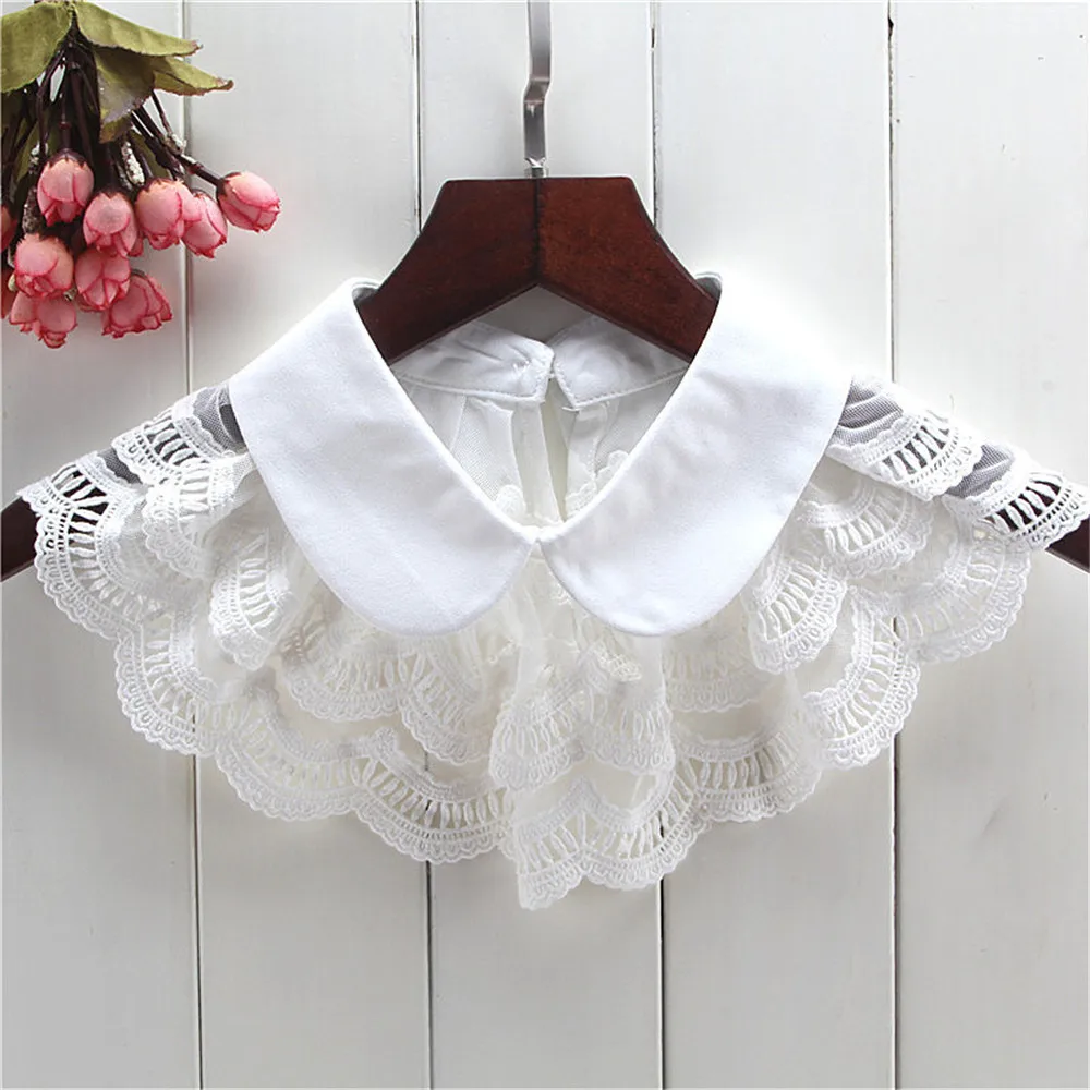 New Women Fake Collar Double Layer Ruffles False Collar Detachable Shirt Collar Lapel Blouse Top Women Clothes Accessories