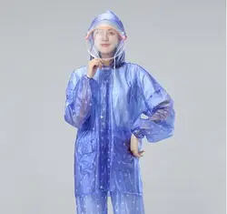 Moda trasparente a doppia tesa impermeabile pantaloni da pioggia tuta poncho di plastica per adulti uomini e donne all'aperto auto elettrica divisa anti-usura
