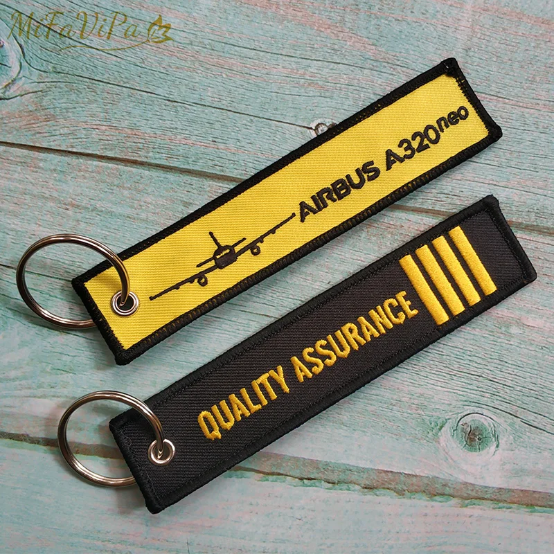 MiFaViPa 2 PCS/Lot Fashion Trinkets Chaveiro Boeing Key Chains Yellow Quality Assuance Embroidery llavero for Men Christmas Gift