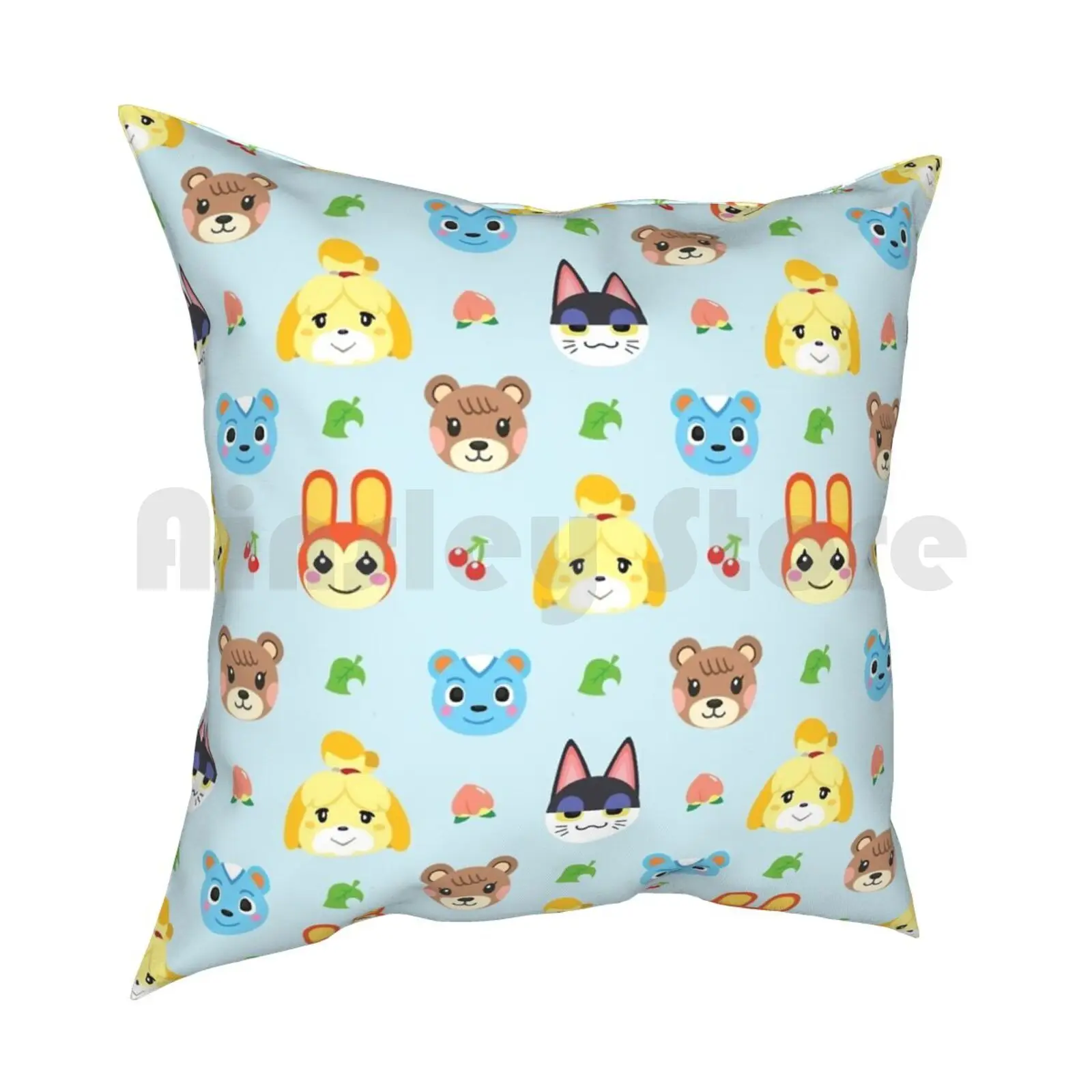 Animal Pattern-Blue Pillow Case Printed Home Soft DIY Pillow cover Animal Acnl Acnh Isabelle Bunnie Filbert Punchy Maple