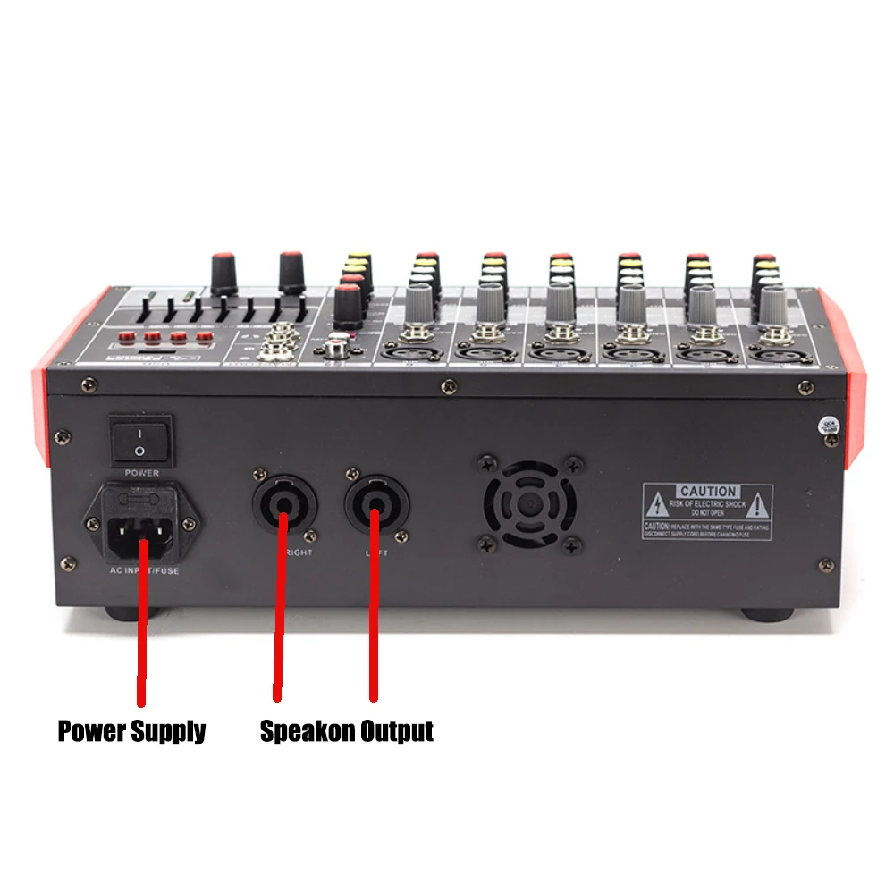 جهاز مزج الصوت الاحترافي 2X150 وات مع بلوتوث USB MP3، وحدة تحكم DJ Mixer مع مكبر كهربائي لمكبر الصوت المحمول