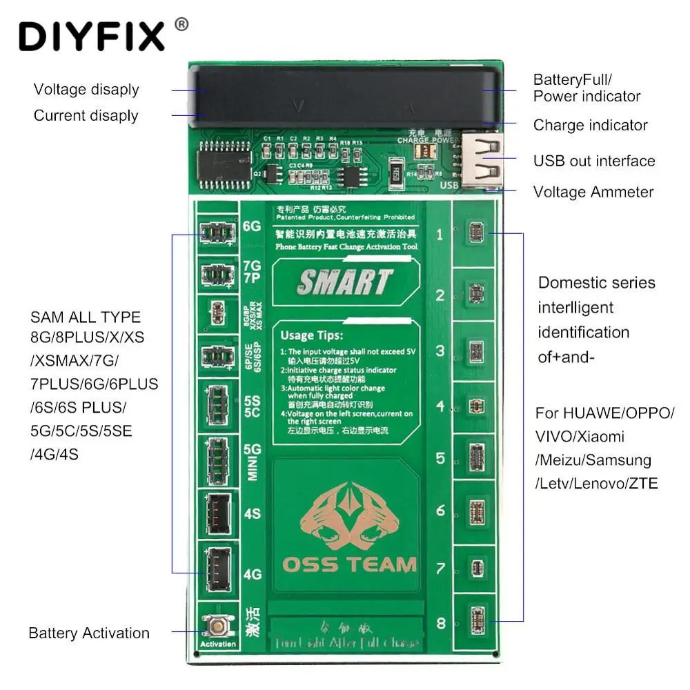 

DIYFIX Universal Phone Battery Fast Charging and Activation Board for iPhone 4-XS Max Samsung xiaomi Huawei China Smartphone