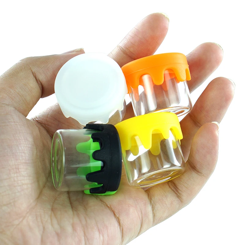 

50pcs Glass Concentrate Jars with Silicone Lid, Wax Containers, Multi Use Storage Box for Makeup Girls Gifts, 6ml