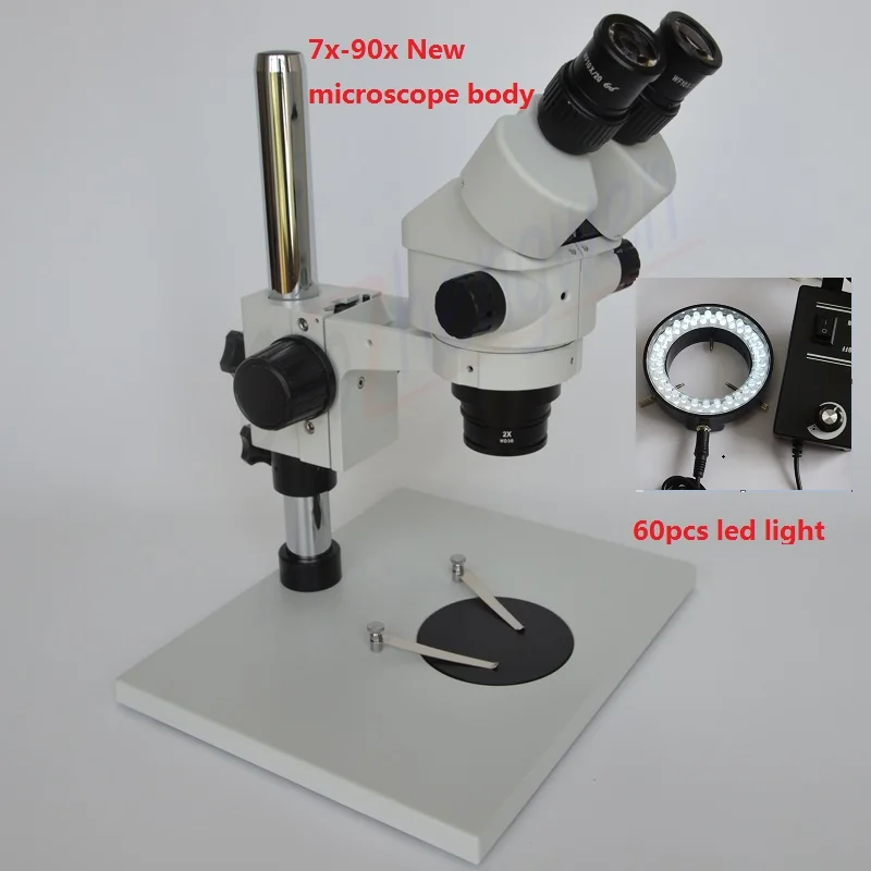 Free Shipping 7X-45X Super Size Stage Binocular Stereo Zoom Microscope +60LED