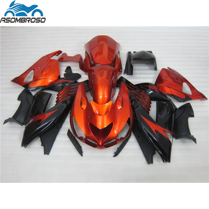 

High Quality Injection Motorcycle for Kawasaki Ninja ZX14R fairing kit 2006-2008 orange black fairing set zx14r 06 07 08 GJ29