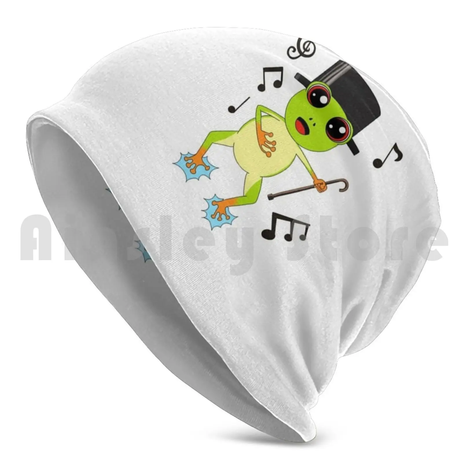 Pretty Dancer Frog With Vivid Colored Top Hat. Beanies Knit Hat Hip Hop Frog Toad Lovely Pretty Cute Dance Dancer