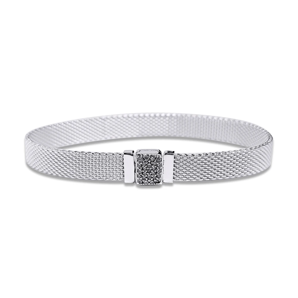 

100% 925 Sterling Silver Jewelry Sparkling Clasp Bracelets Free Shipping