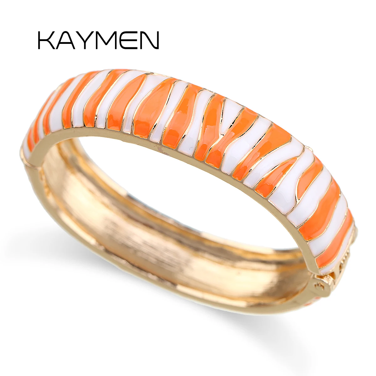 KAYMEN New Arrived Simpleness Streamline Composed with Enamel Colorful Fashion Bangle Cuff Bracelets for Girls Women Wedding