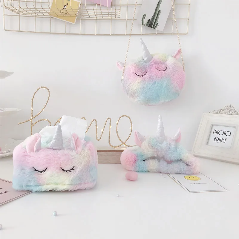 Girl Indoor Cute Slippers Color Unicorn Series Home Indoor Non-slip Floor Cotton Slippers Eye Mask Face Washing Sleep Mask