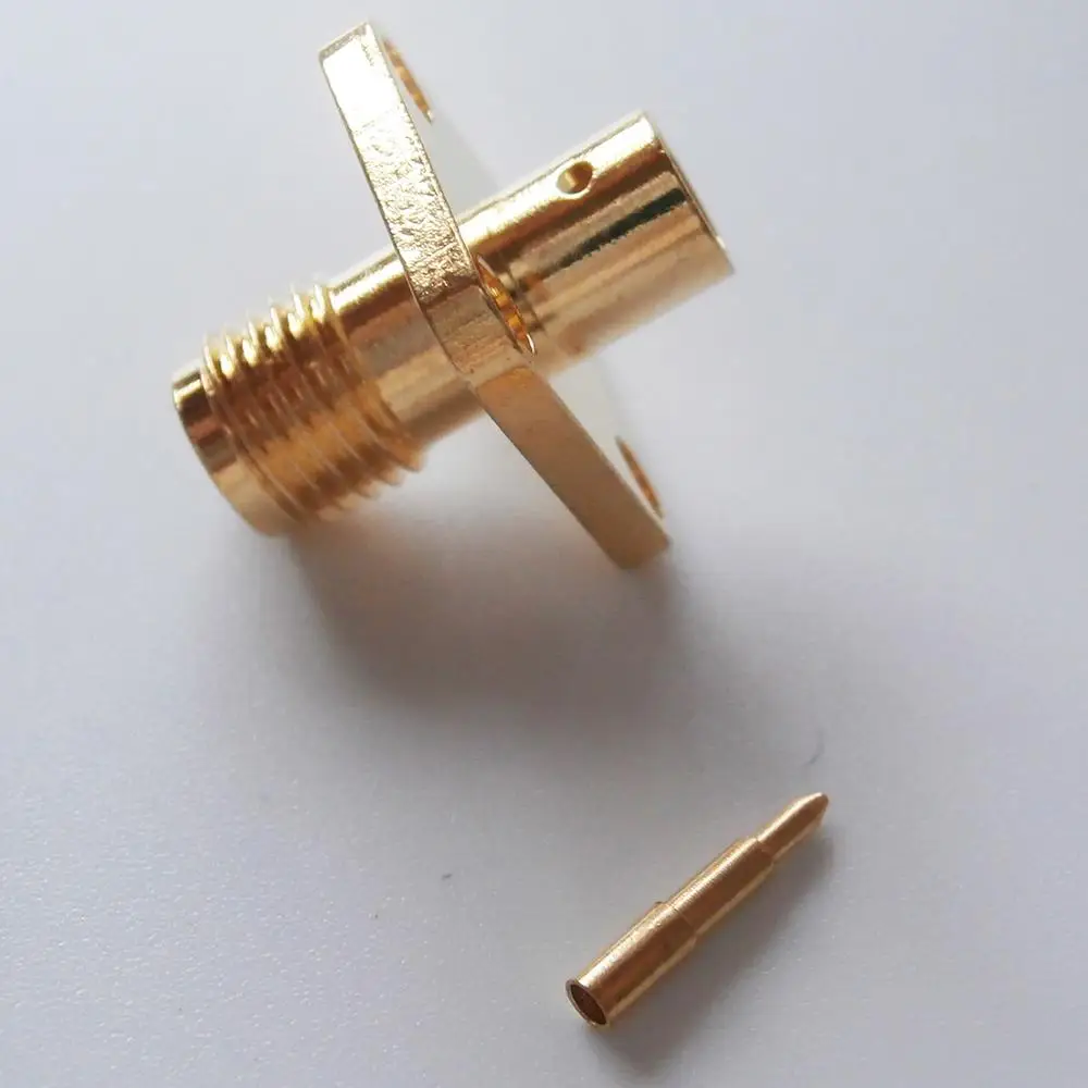 1X Pcs RPSMA RP SMA RP-SMA Female jack 4 Hole Flange Chassis Panel Mount semi-rigid RG402 0.141" cable RF Connector Adapters image 2