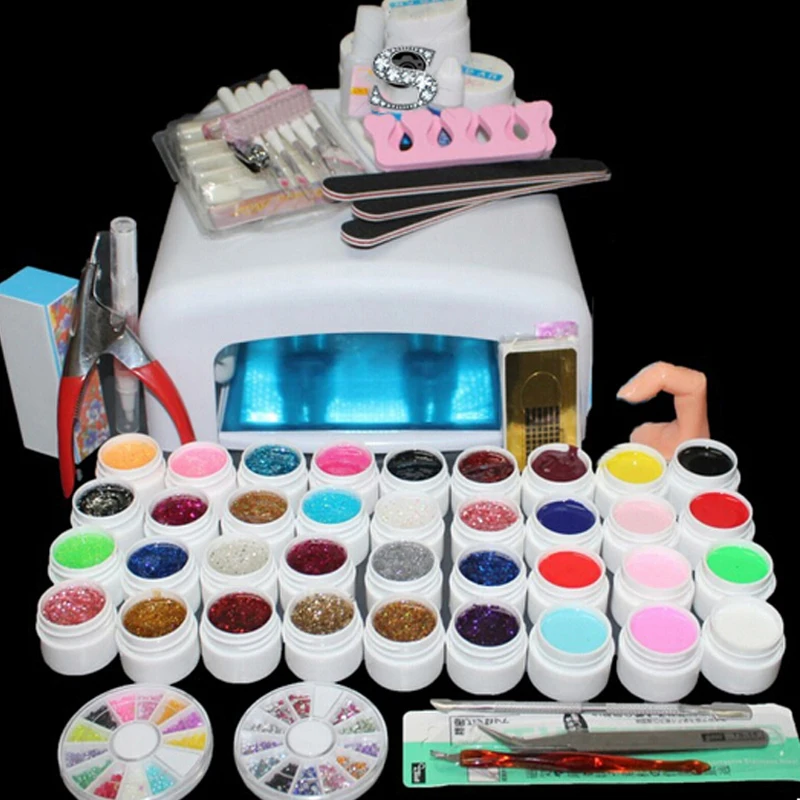 36 color UV Gel Kit nail art decorations 36W Curing UV Lamp kit Dryer Curining Tools nail glue false finger fake nails tips