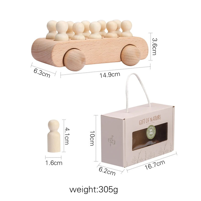 1 Set Wooden Toys Beech Wood Bus Blocks Cartoon Educational Montessori Toys Children Baby Teething Newborn Birthday Gifts