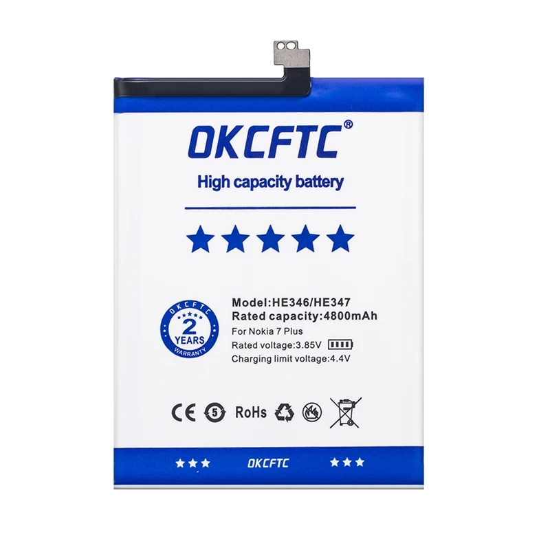 OKCFTC HE346 HE 346 4800mAh High Capacity Battery for Nokia 7 Plus 7Plus 7P N7P N 7P N7 P Smart Phone Batteries