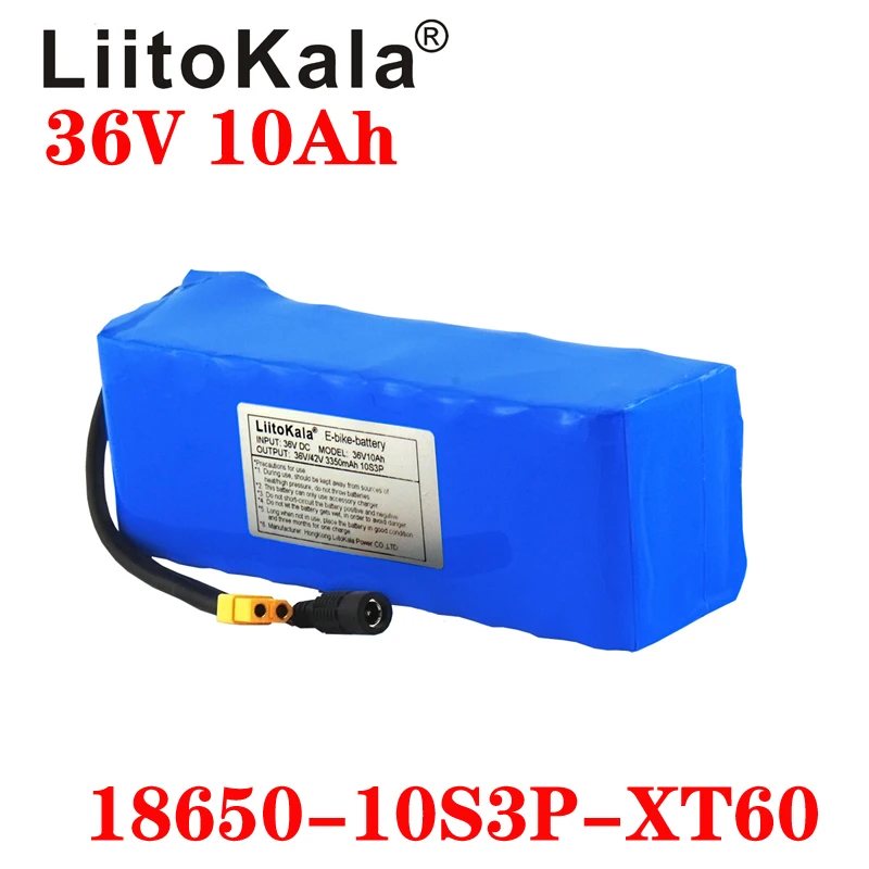 LiitoKala 36V 10S3P 10Ah 500W High power capacity 42V 18650 lithium battery pack ebike electric car bicycle motor scooter BMS