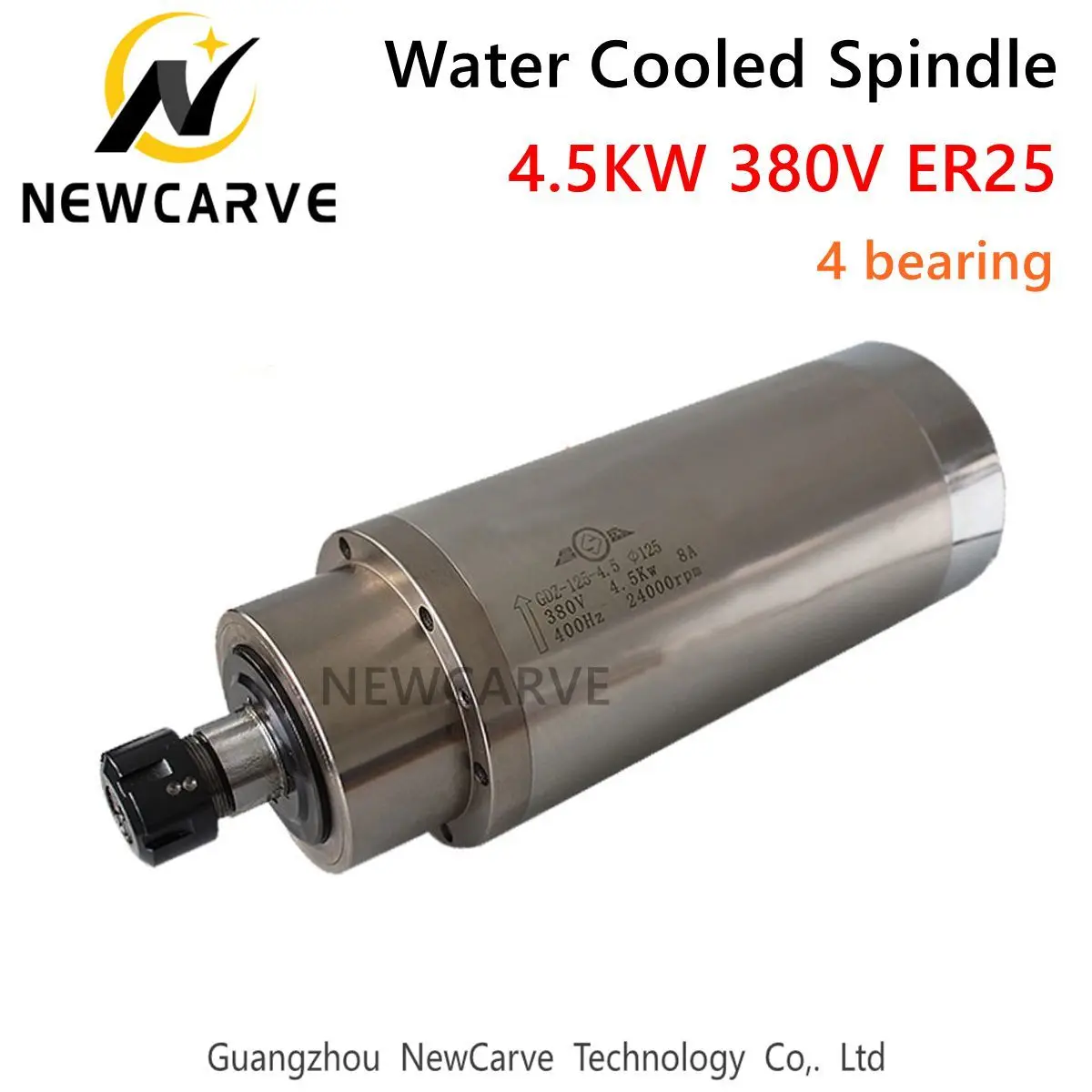 

4.5KW Water Cooling Spindle Motor 380V Diameter 125mm ER25 For CNC Router Machine GDZ-125-4.5 NEWCARVE