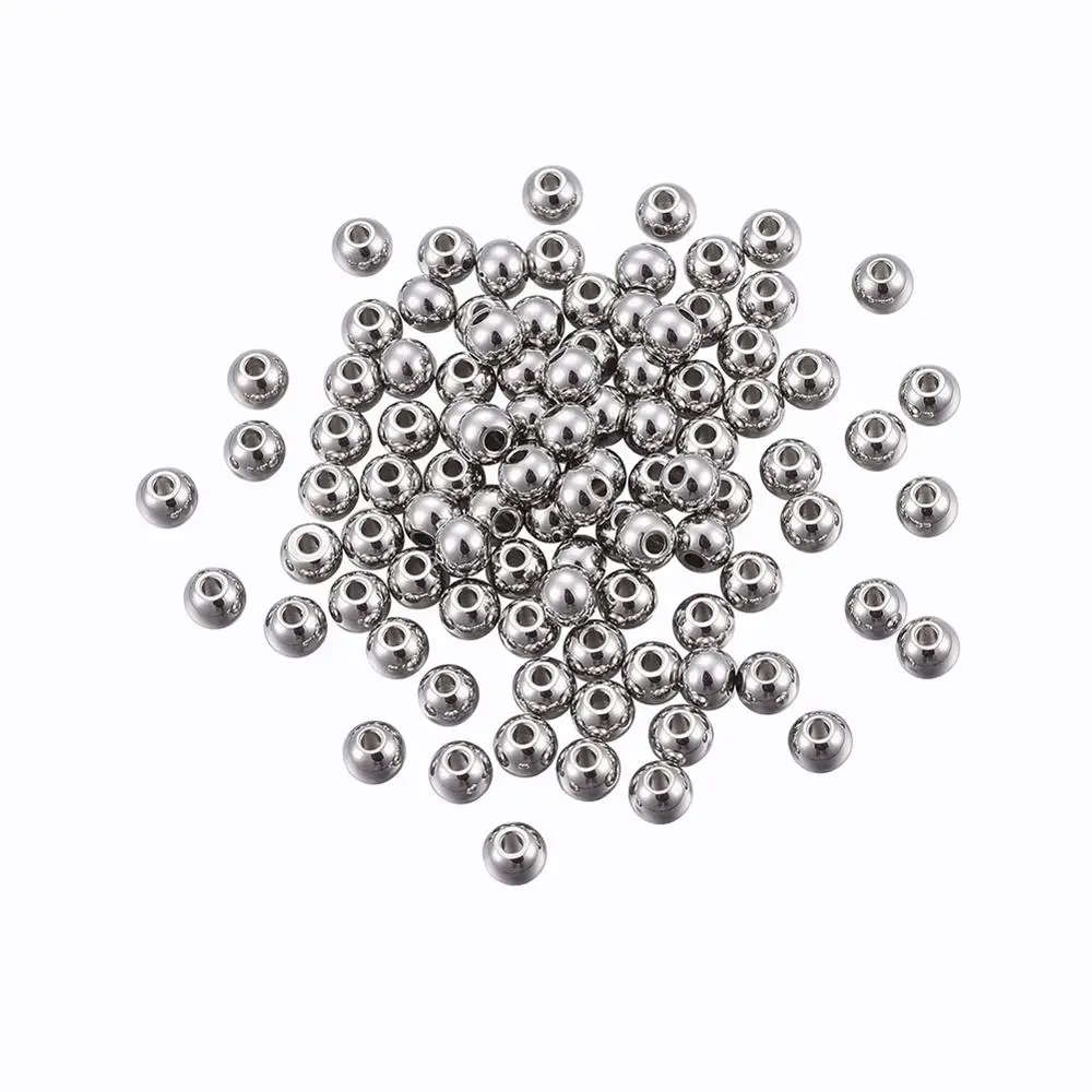 500pcs 304 Stainless Steel Bead Spacers Flat Round Loose Metal Beads with 2mm Hole for Jewelry Making Findings 4x3mm