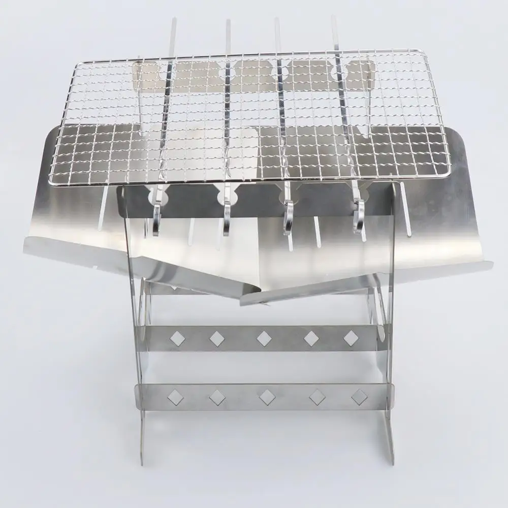 New Snap-in Barbecue Grill Stainless Steel Wood Stove Picnic Incinerator Outdoor BBQ Grilling Sign Kitchen Furnishings