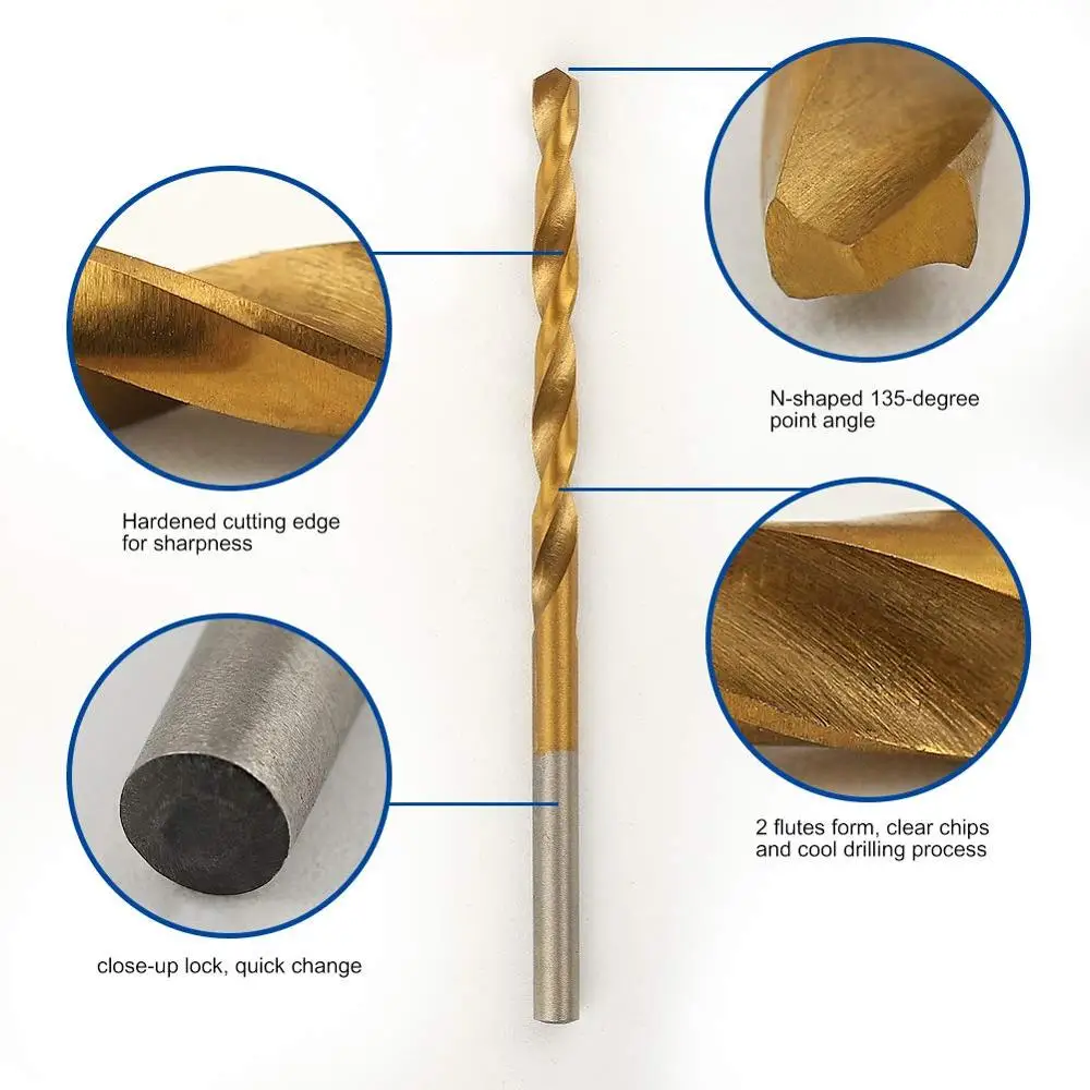 高速度鋼ドリル,チタンコーティングビット,1.0/1.5/2.0/2.5/3.0mm,50個