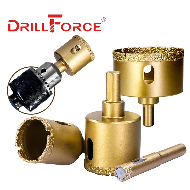 Drillforce 1PC 6-200mm Dry Vacuum Brazed Diamond Drilling Core Bit Ceramic Tile Hole Saw Granite Marble Drill Bits