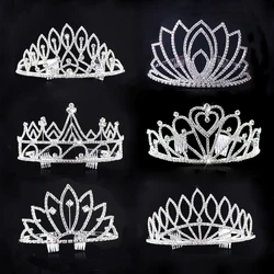 New Bride Crown Princess Tiara Rhinestone Hair Bands Diadema Hair Accessories for Women Girl Pageant Party Wedding Hair Jewelry