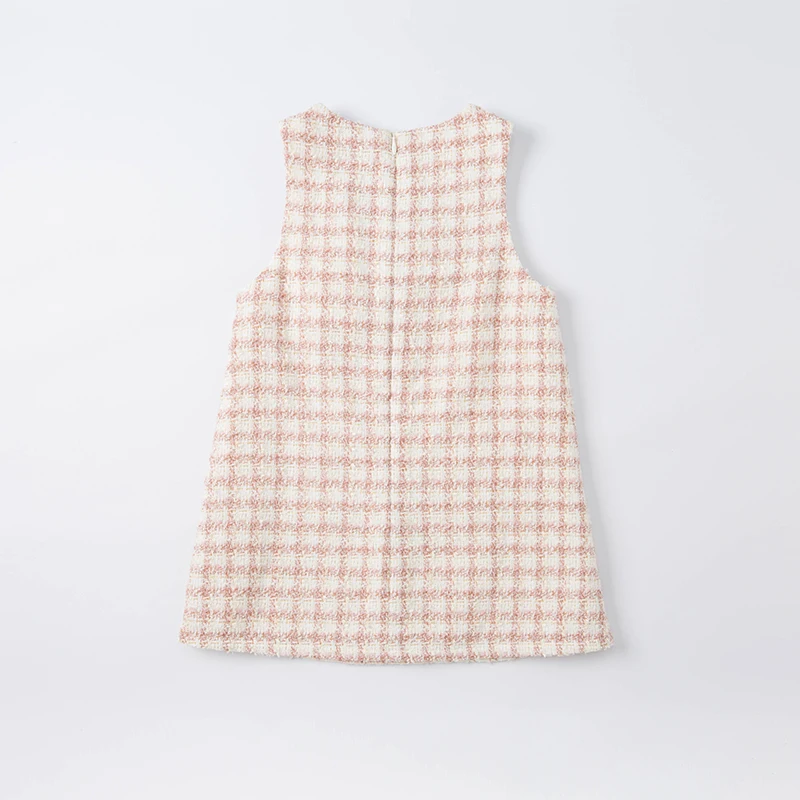 DK1220224 dave bella spring girl\'s fashion 5Y-13Y plaid dress children sweet dress kids infant lolita clothes