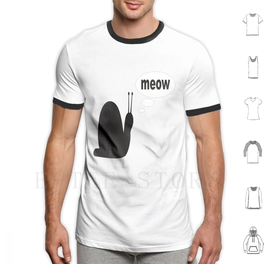Meow T Shirt Men Cotton 6xl Ryan Munson Humor Meow Snail Gary