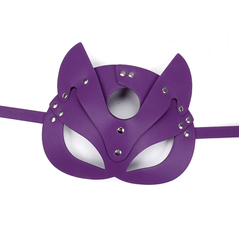 Female Sexy Cat Masks Fetish Wear Erotic Collar BDSM Leather Masks Adjustable Leather Harness Leash Goth Erotic Costumes Cosplay