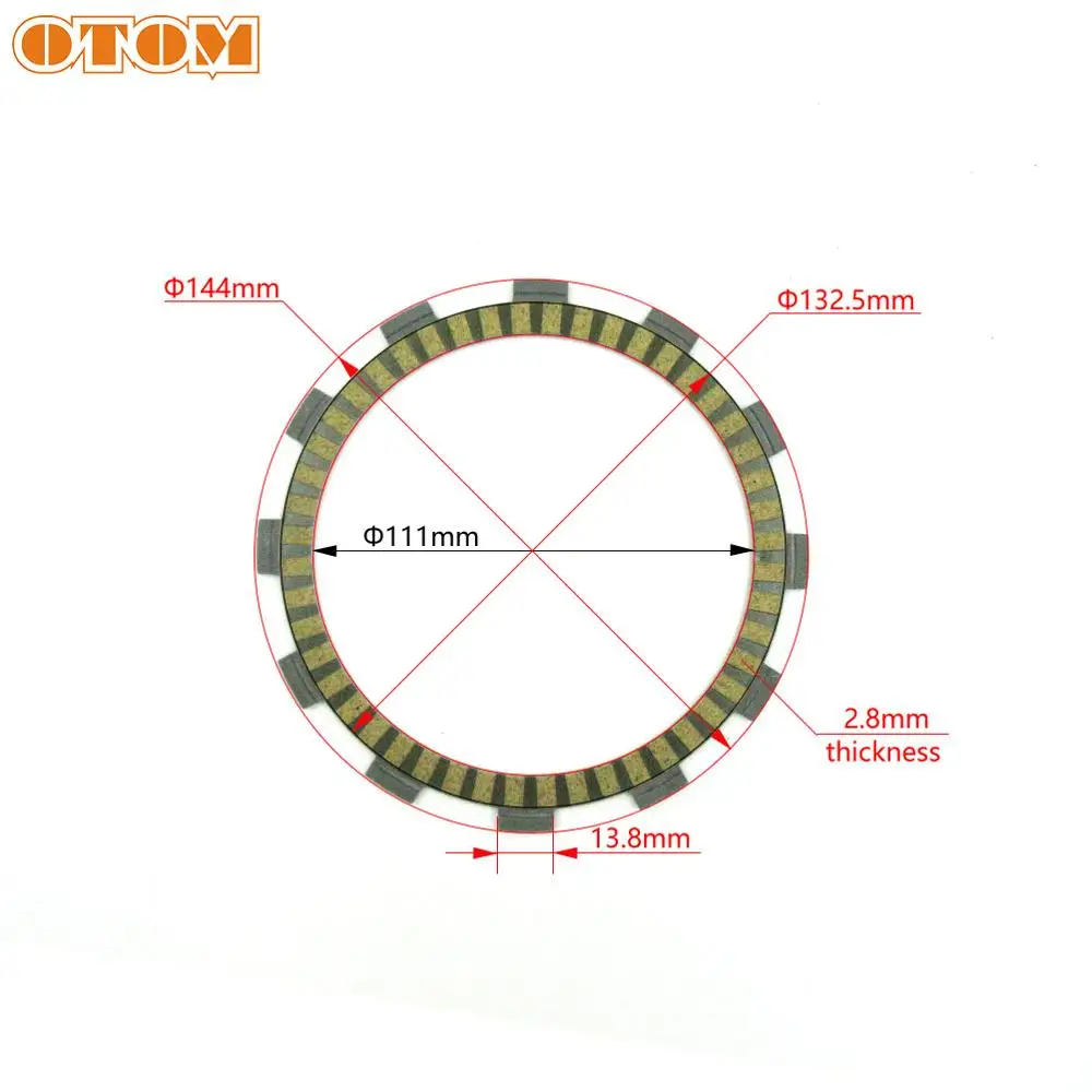 OTOM 7 Piece Motorcycle Clutch Friction Plates For KAWASAKI KX125 1994-1996 Motorbike Part Inner 111mm Clutch Disc Set 13089-013