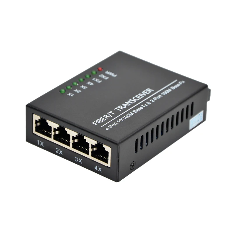 

10/100/1000M Mini 2 Fiber & 4 RJ45 Ethernet switch Convert 20KM Optical Media Converter Single Mode Fiber Optical Transceiver