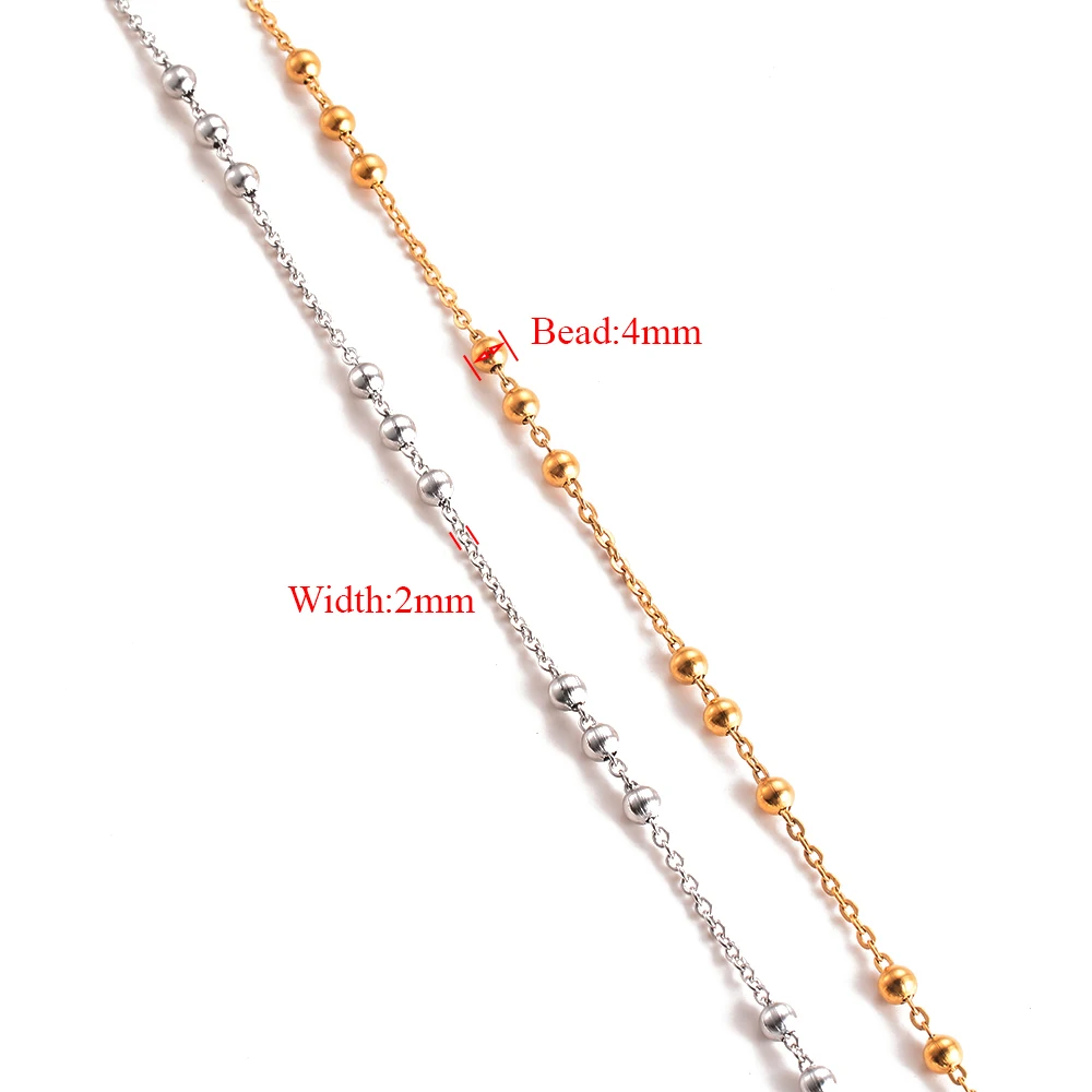 Großhandel 1m/Stück Edelstahl Perlenkette Gliederkette DIY Halsketten Armband Fußkettchen Schmuckherstellung Zubehör – Detail 1