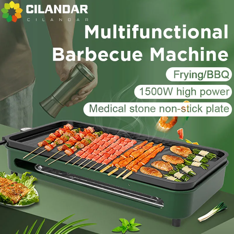 Neue edelstahl braten und grillen dual-zweck rauchfreien grill grill nicht-stick elektrische backformen haushalts high power