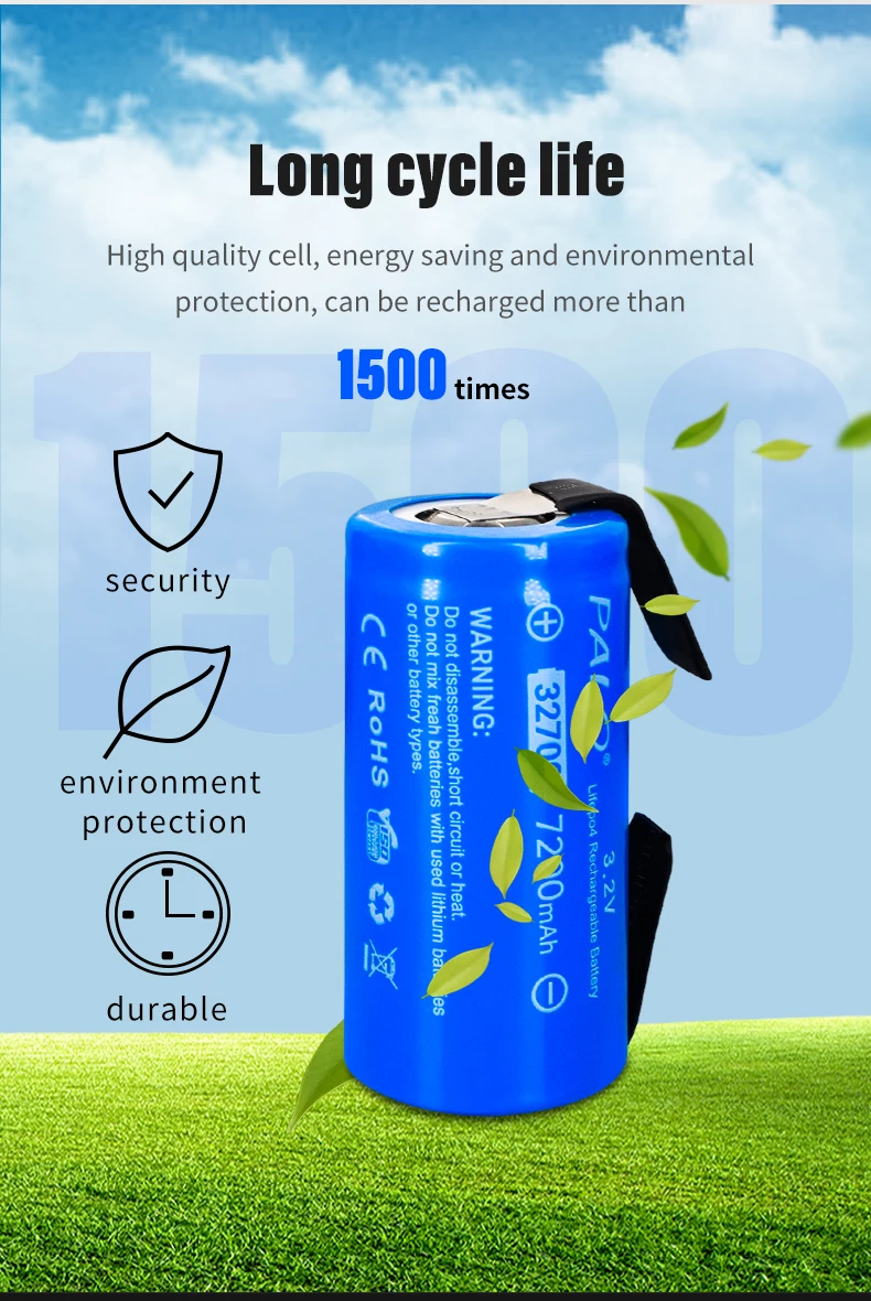 PALO Neue 32700 LiFePO4-Batterie 7200mAh 3,2V 32700 35A Dauerentladung Maximal 55A Hochleistungs-LiFePO4-Batterie + Nickelbleche – Detail 8