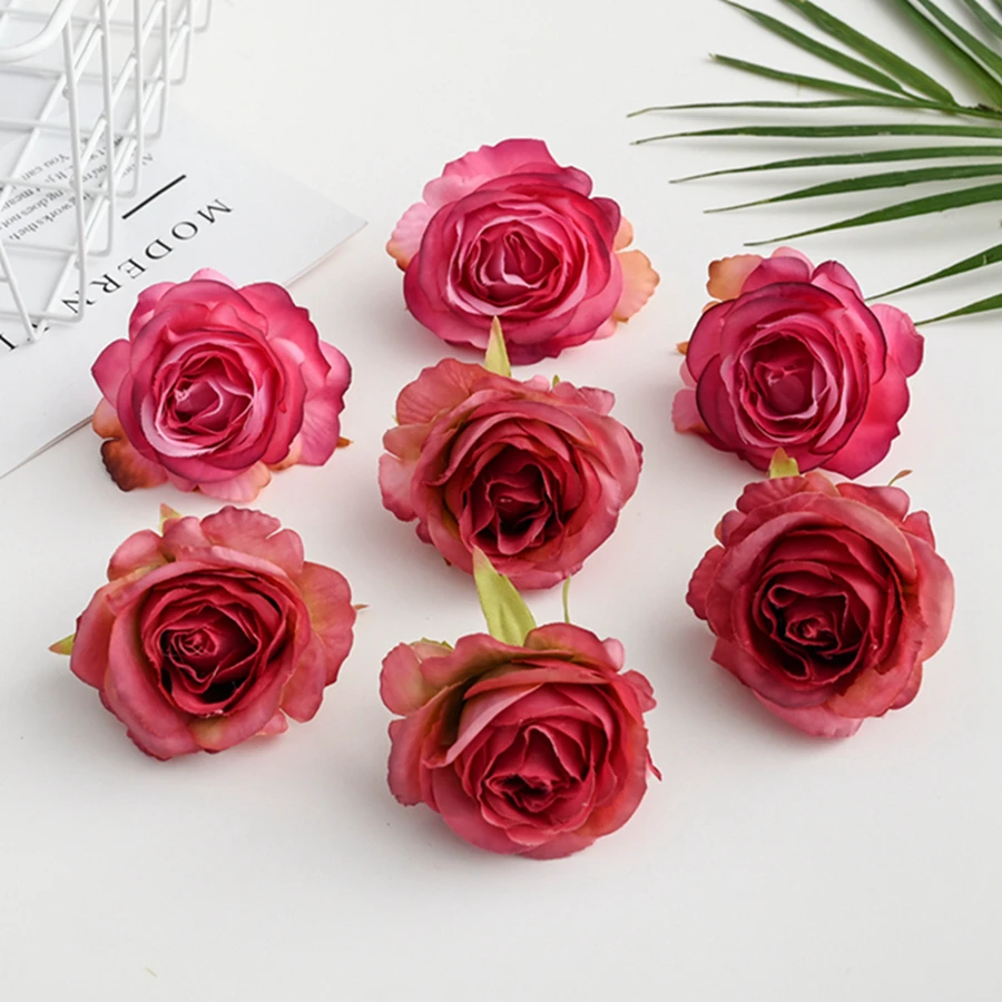 30/100 Stück Künstliche Blumenköpfe für Heim- und Hochzeitsdekoration, Weihnachtsgirlande, Blumenwand, DIY Scrapbook-Bastelzubehör, Seidenrosen – Detail 5